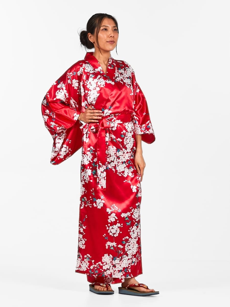 Japońskie Kimono Damskie w Kwiaty Wiśni Uniwersalny rozmiar