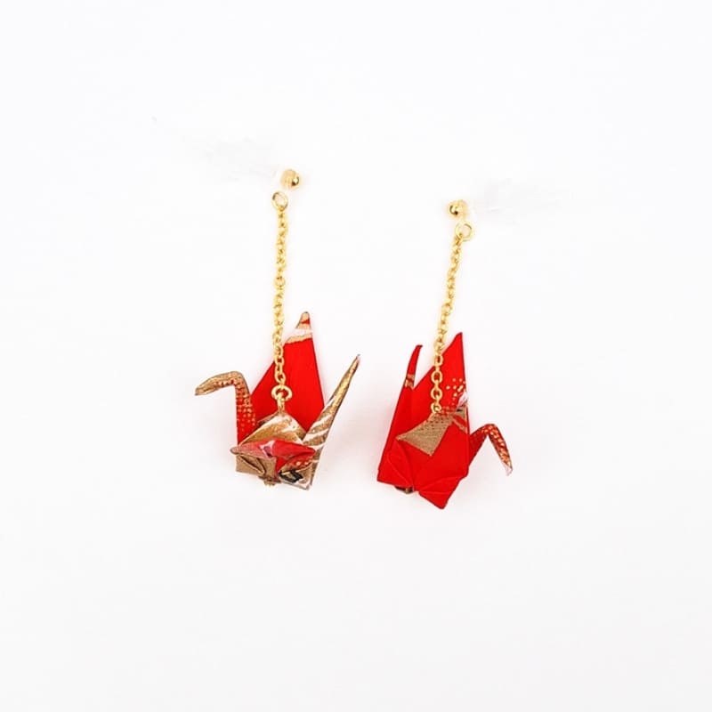 Japońskie Kolczyki w Kształcie Czerwonego Żurawia