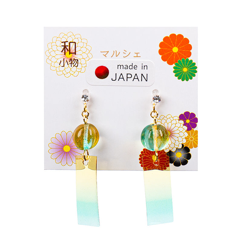 Japońskie Kolczyki z Dzwonkiem - Zielone
