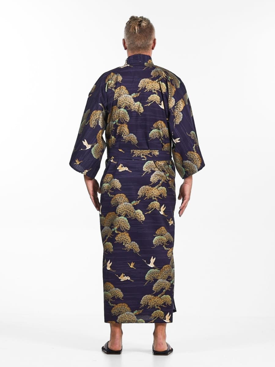 Japońskie Męskie Kimono z Żurawiem i Sosną Uniwersalny rozmiar