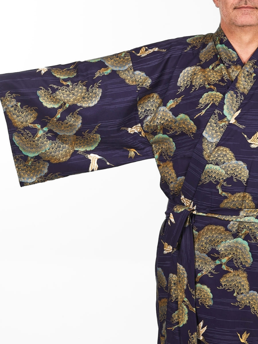Japońskie Męskie Kimono z Żurawiem i Sosną Uniwersalny rozmiar