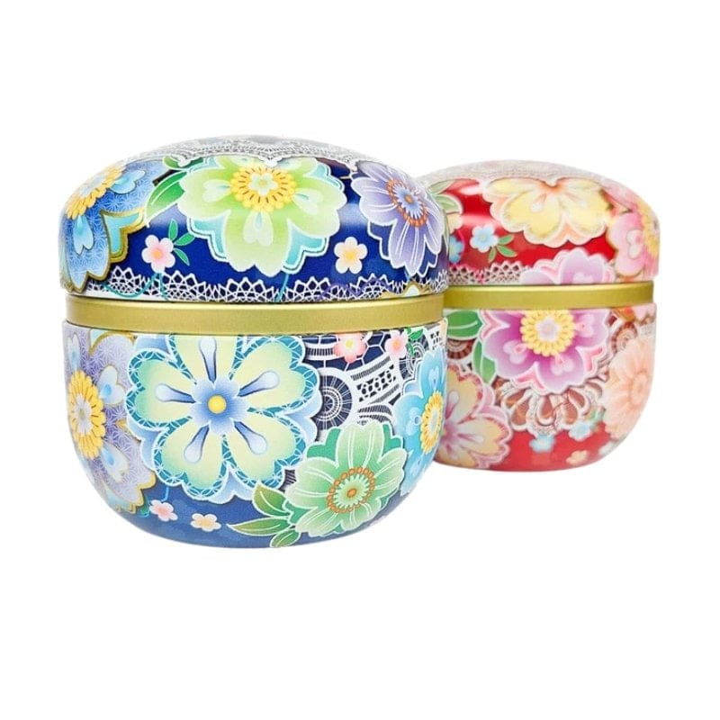 Japońskie niebieskie metalowe pudełko na herbatę