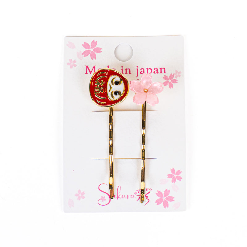 Japońskie Spinki do Włosów Daruma i Sakura