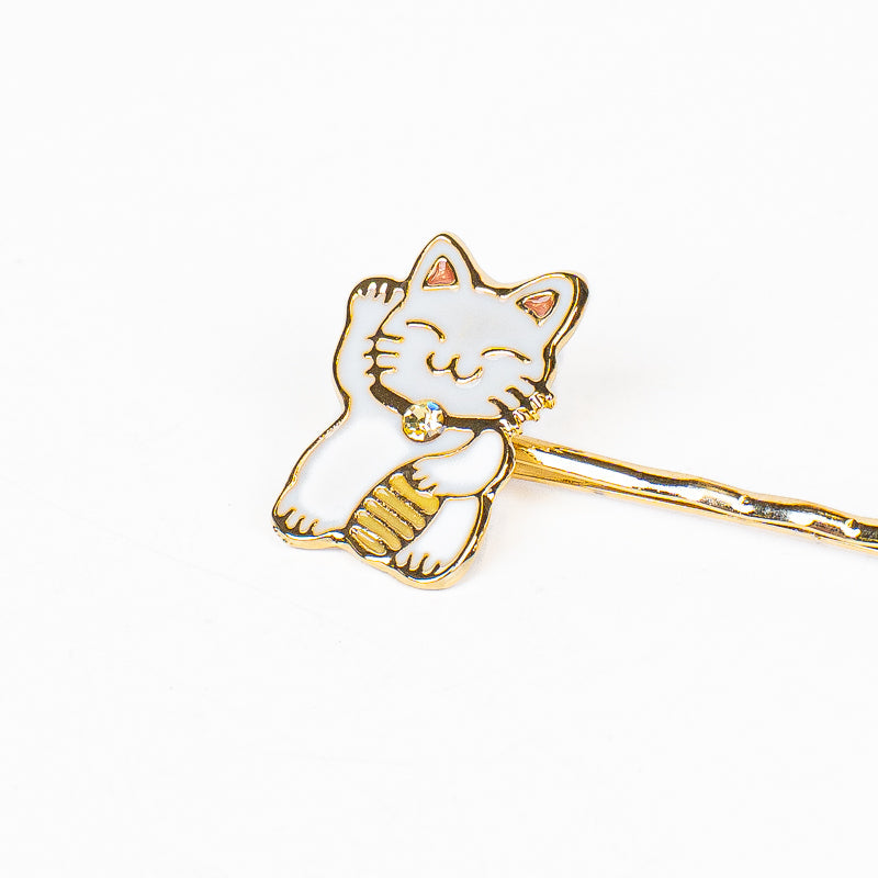 Japońskie Spinki do Włosów - Kot Maneki-Neko i Sakura