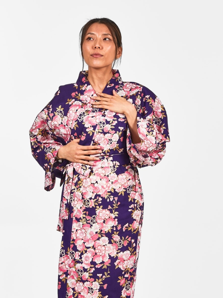 Kimono Damskie Happi w Kwiaty Sakury Uniwersalny rozmiar