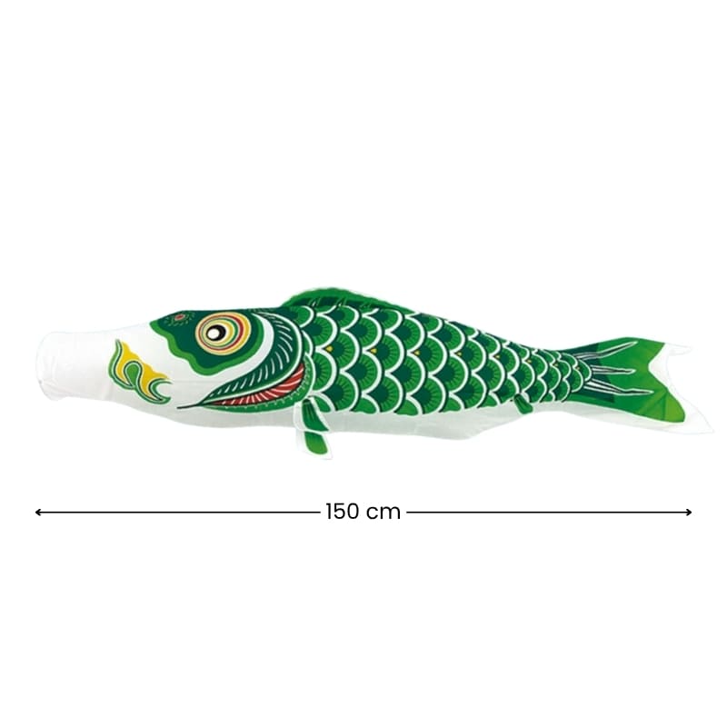 Zielone tradycyjne japońskie Koinobori 150 cm