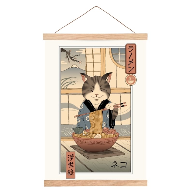 Kot z Ramenem - japoński plakat Ukiyo-e A3