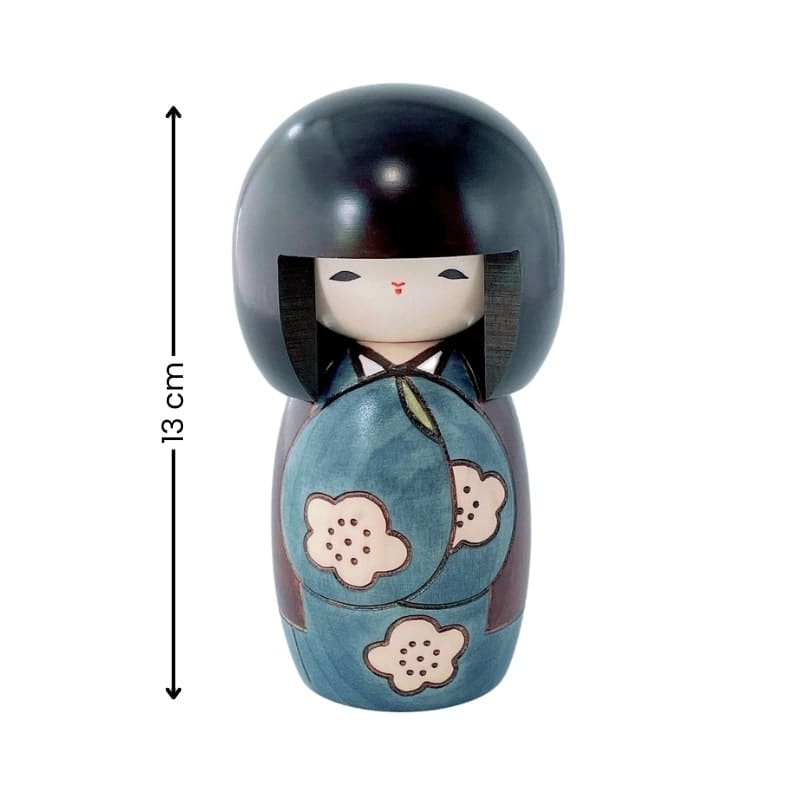Niebieska lalka Kokeshi Kōjitsu
