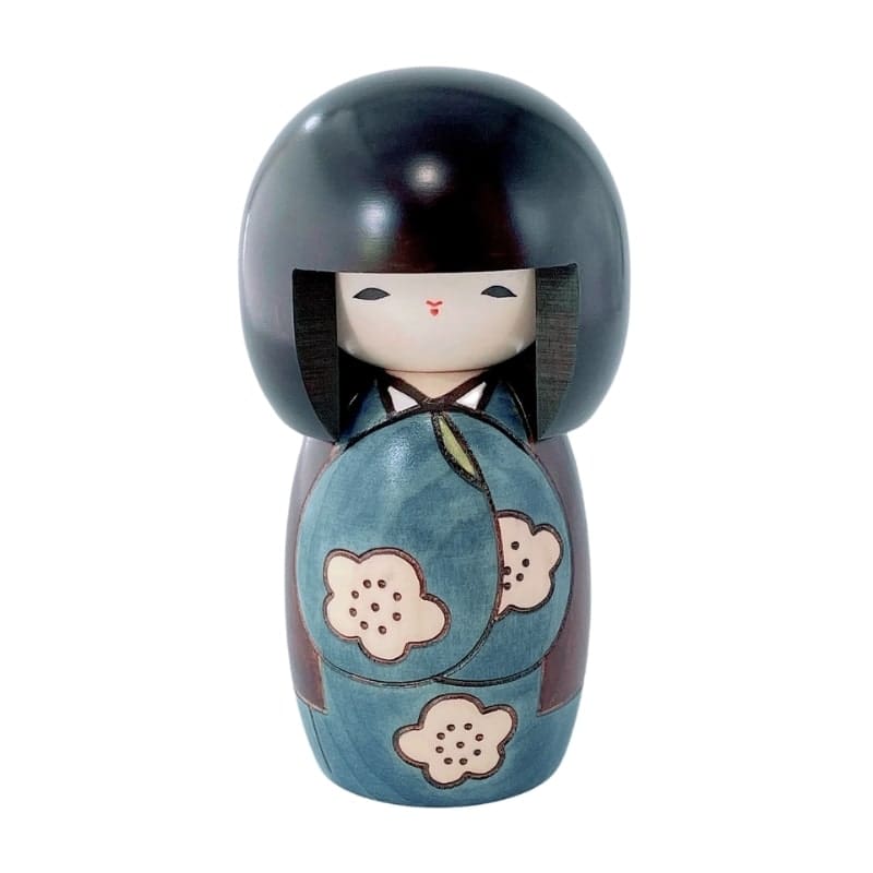 Niebieska lalka Kokeshi Kōjitsu