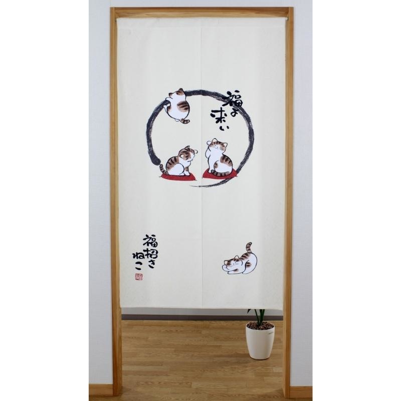 Noren Zen Cat Curtain 85 x 150 cm