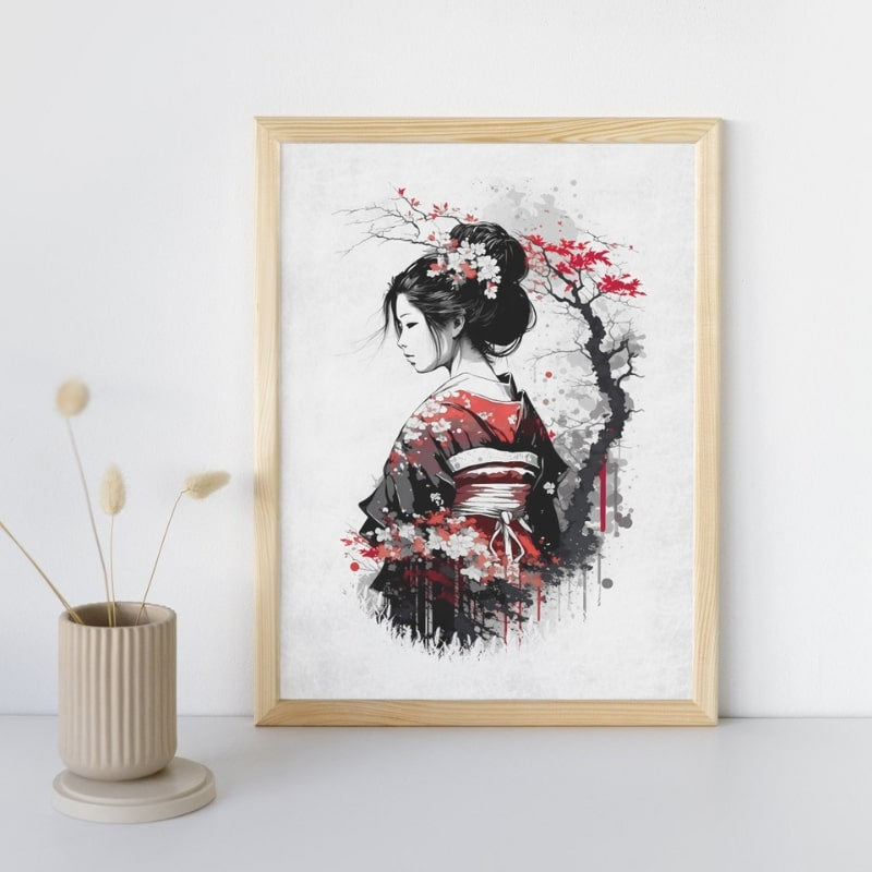 Nostalgia japońskiej gejszy plakat A3