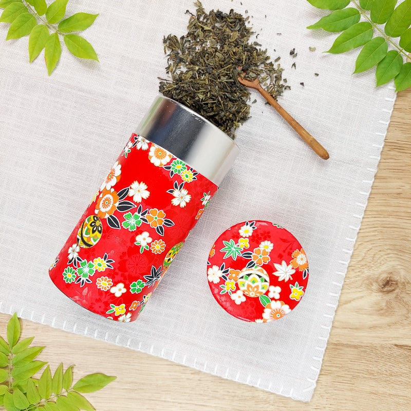 Pudełko na herbatę z czerwonego papieru Washi