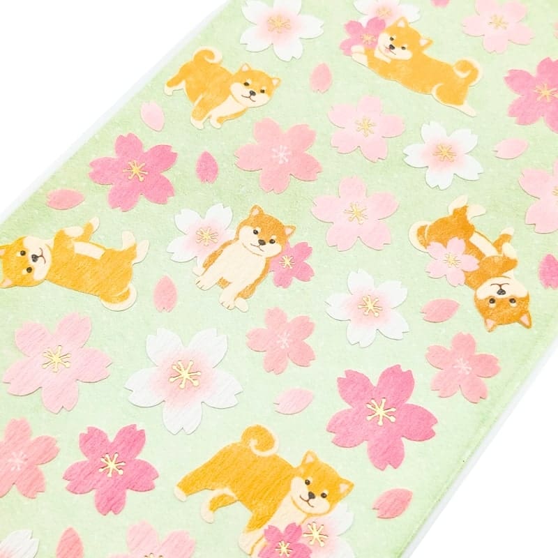 Sakura Shiba Inu Japońskie naklejki