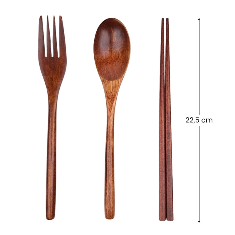 Japoński Zestaw Sztućców Drewnianych z Kwiatowym Etui