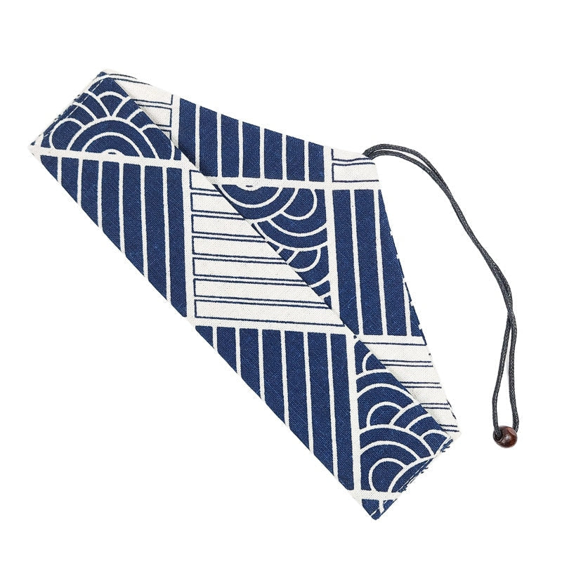 Japoński Zestaw Drewnianych Sztućców z Niebieskim Etui