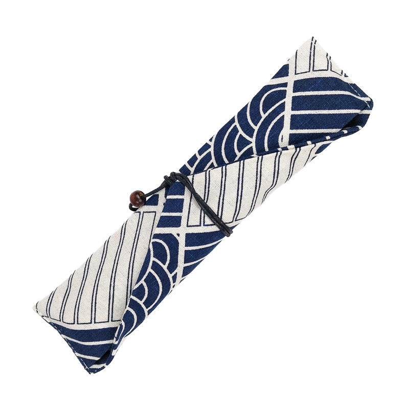 Japoński Zestaw Drewnianych Sztućców z Niebieskim Etui