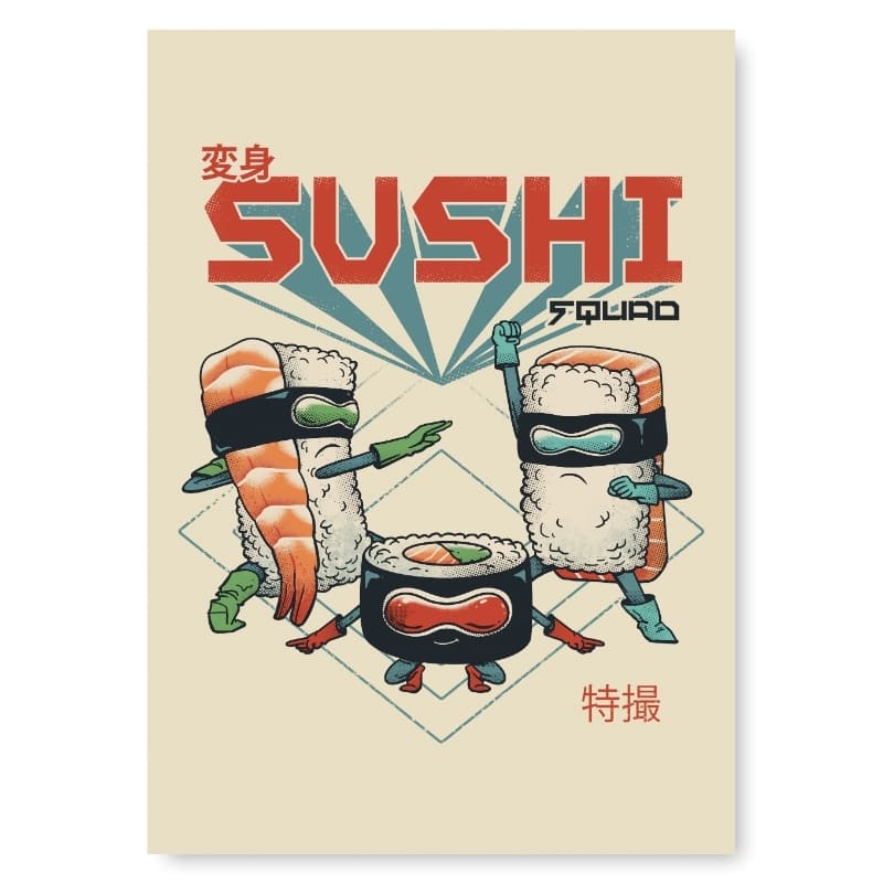 Sushi Squad - japoński plakat A3