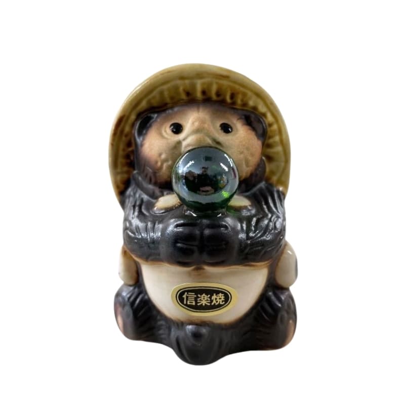Figurka Tanuki z zielonej perły