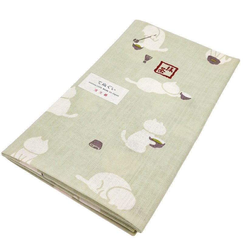 Tenugui Japanese Matcha Cat