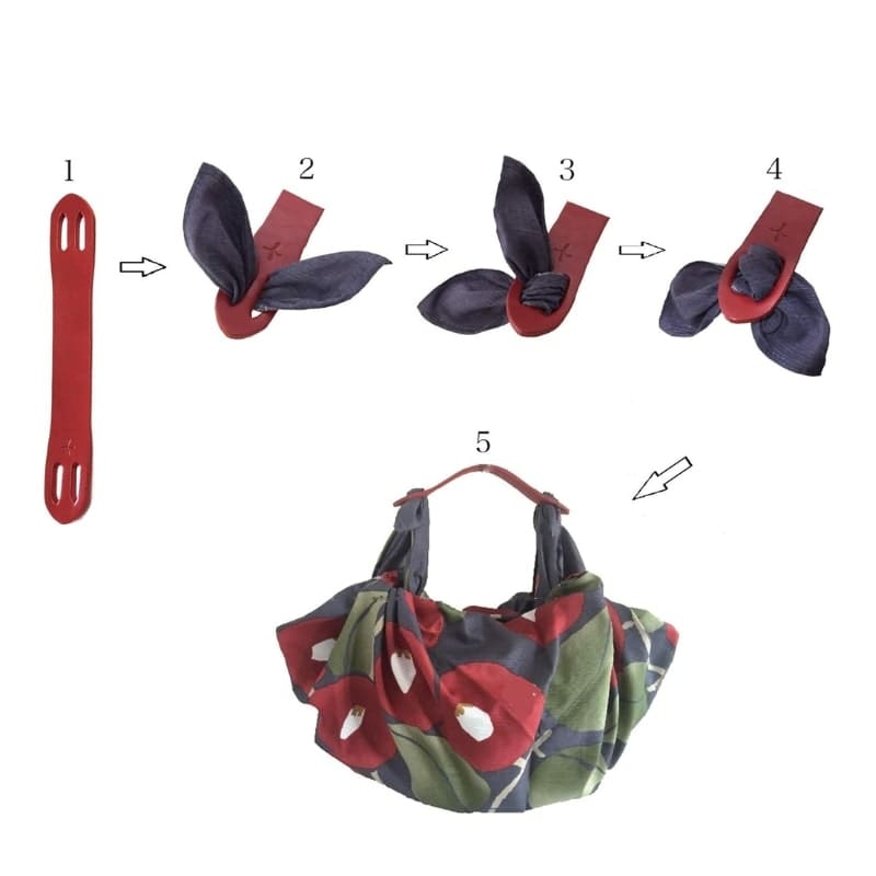 Torba Furoshiki ze skórzaną rączką
