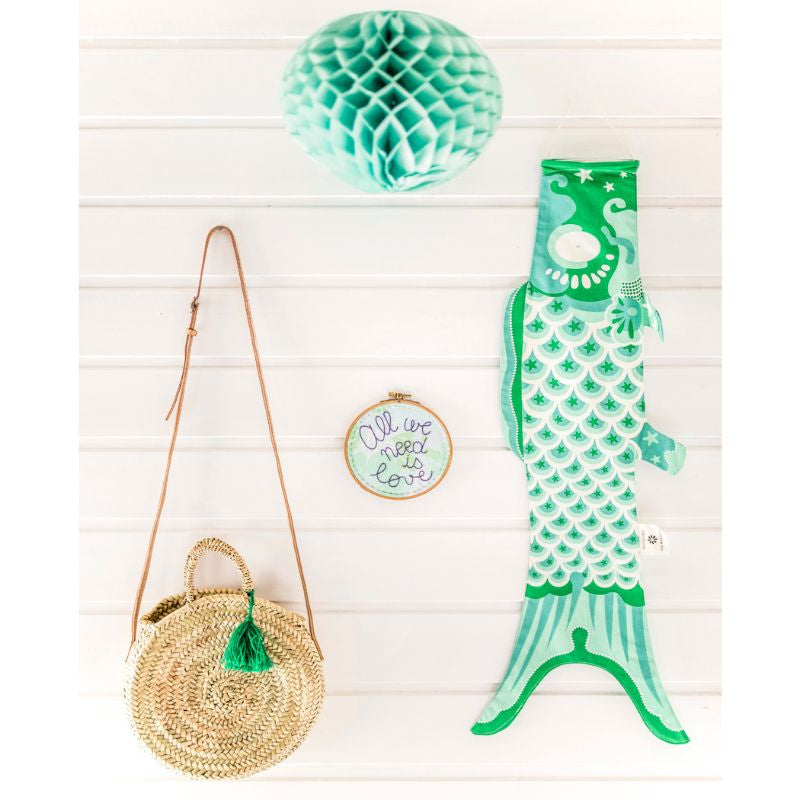 Tradycyjne turkusowe koinobori 100 cm