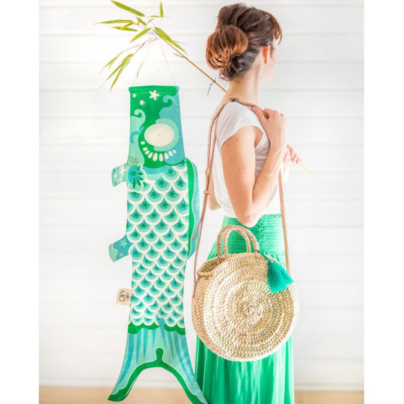 Tradycyjne turkusowe koinobori 100 cm