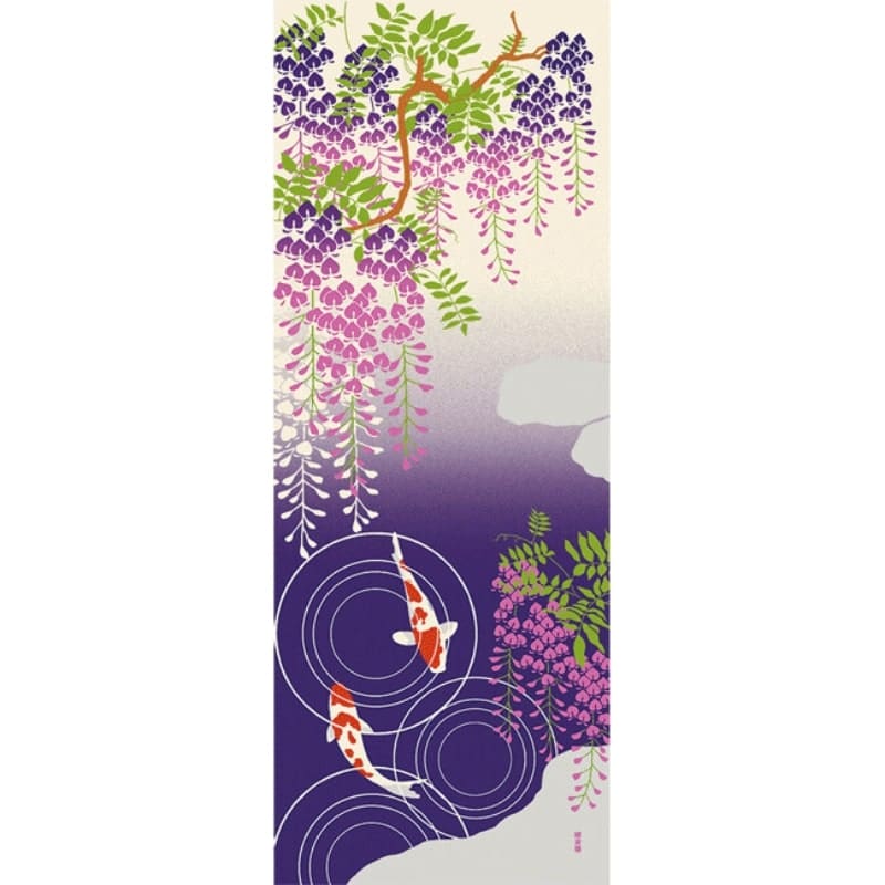 Wisteria & Koi Japanese Tenugui