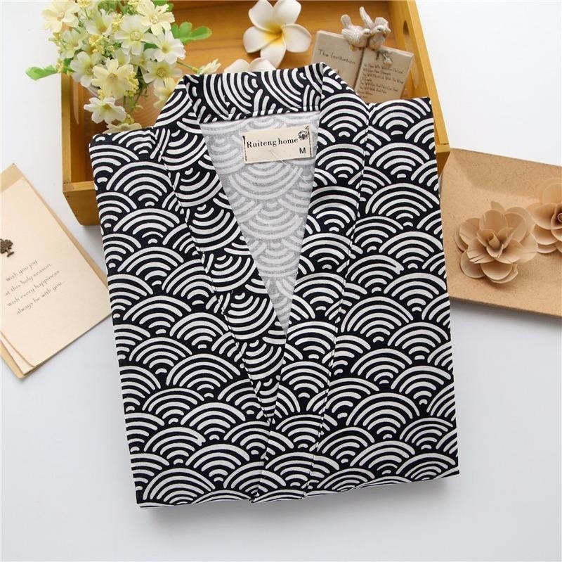 Wzór Jinbei Cotton Seigaiha Czarny / M