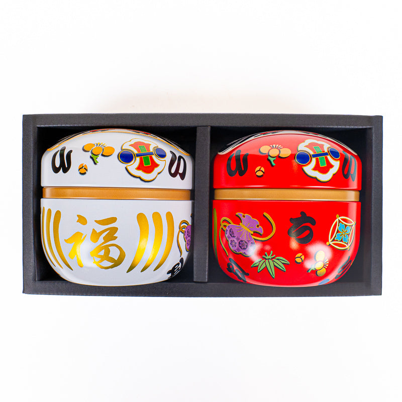 Zestaw 2 Metalowych Puszek na Herbatę - Daruma
