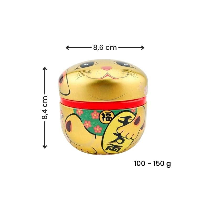 Złote metalowe pudełko na herbatę Maneki Neko