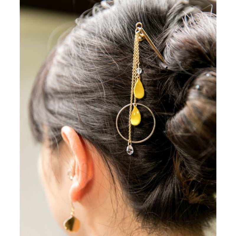 Żółte płatki Kanzashi