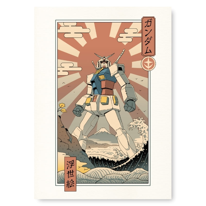 Japoński plakat Ukiyo-e Mecha & Fuji - A3