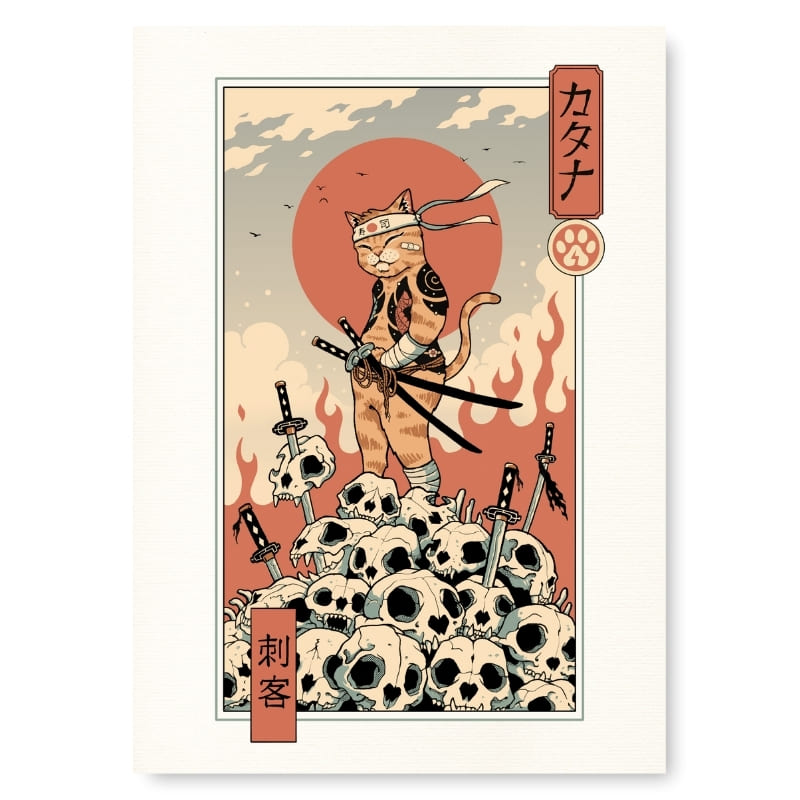 Japoński plakat Ukiyo-e Neko Assassin - A3