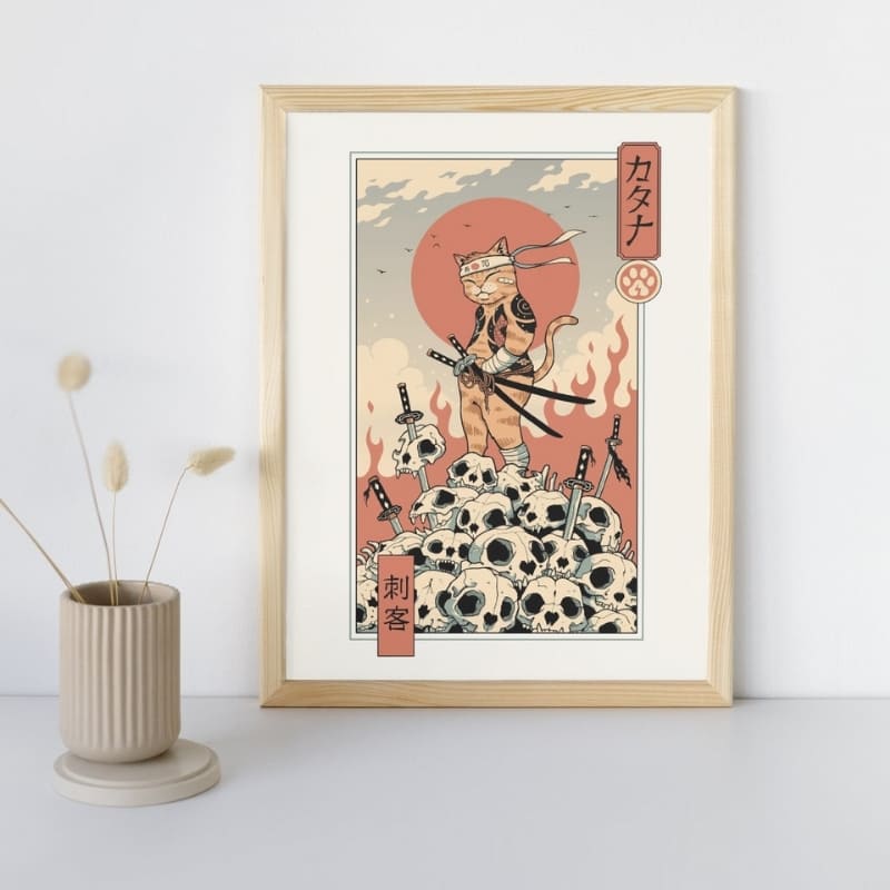 Japoński plakat Ukiyo-e Neko Assassin - A3