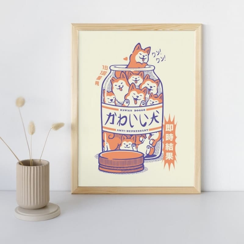 Antydepresyjny Shiba - japoński plakat A3