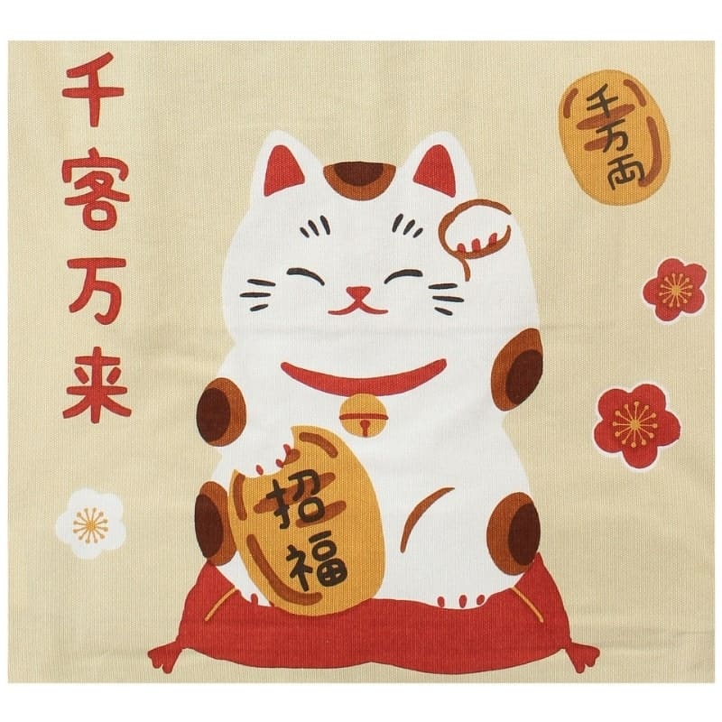 Beżowa torba na zakupy Fuku Maneki Neko