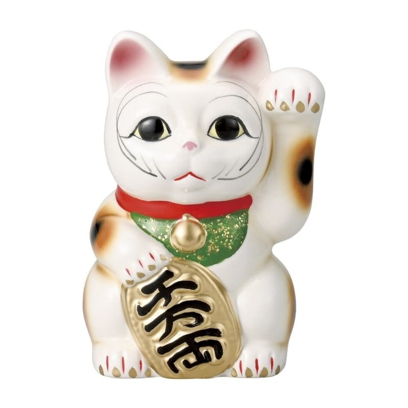 Biała lewa łapa Maneki Neko 17 cm