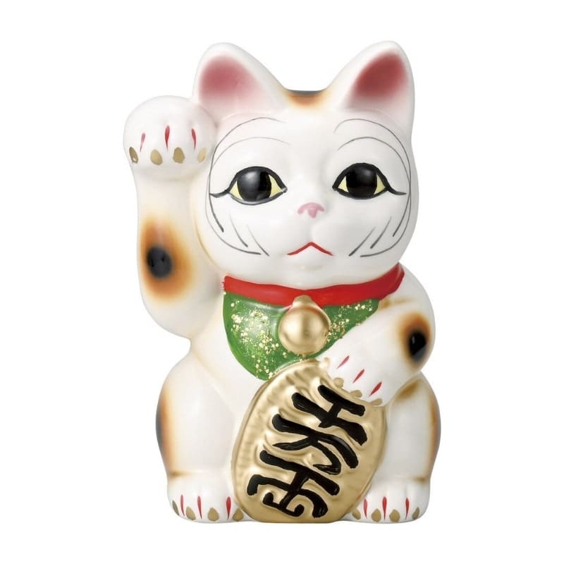 Biała prawa łapa Maneki Neko 17 cm