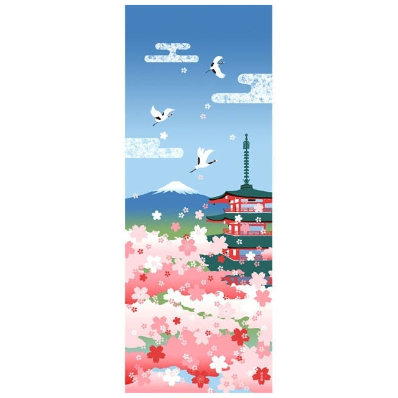 Blossom & Fuji Japanese Tenugui