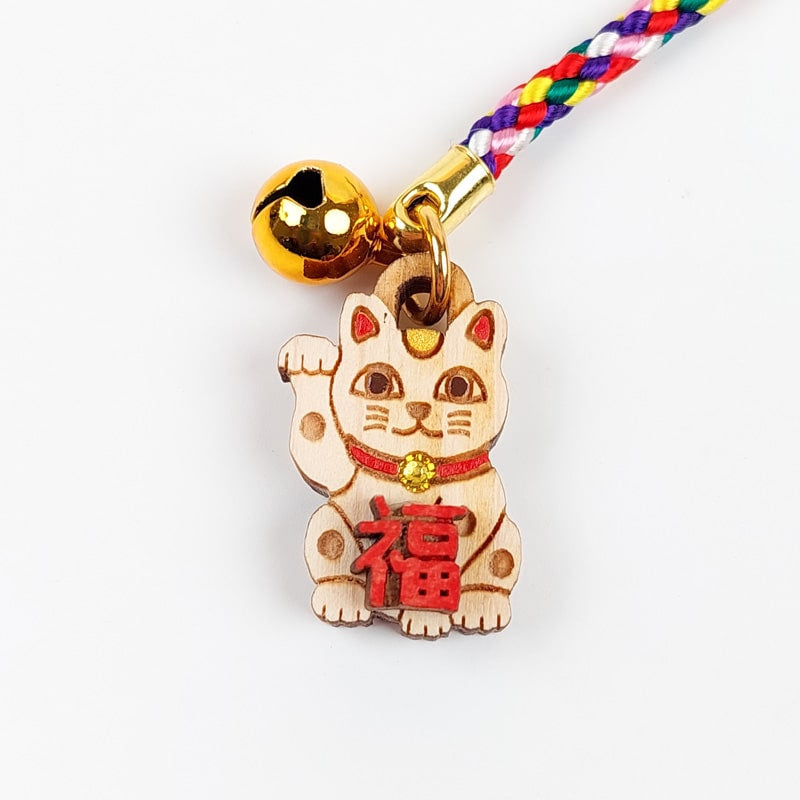 Brelok do kluczy Maneki Neko Wood