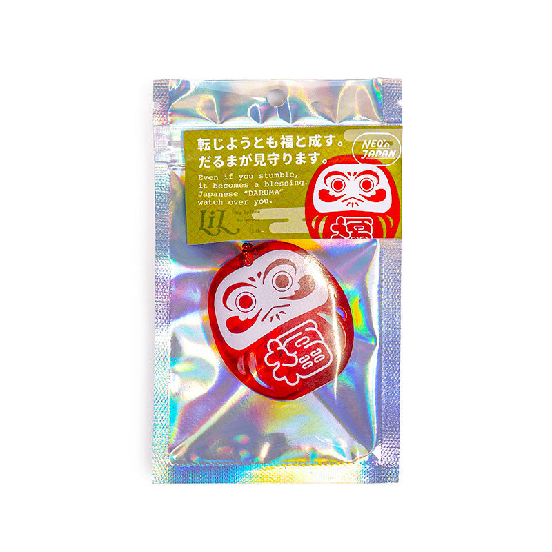 Brelok - Fluorescencyjna Czerwona Daruma