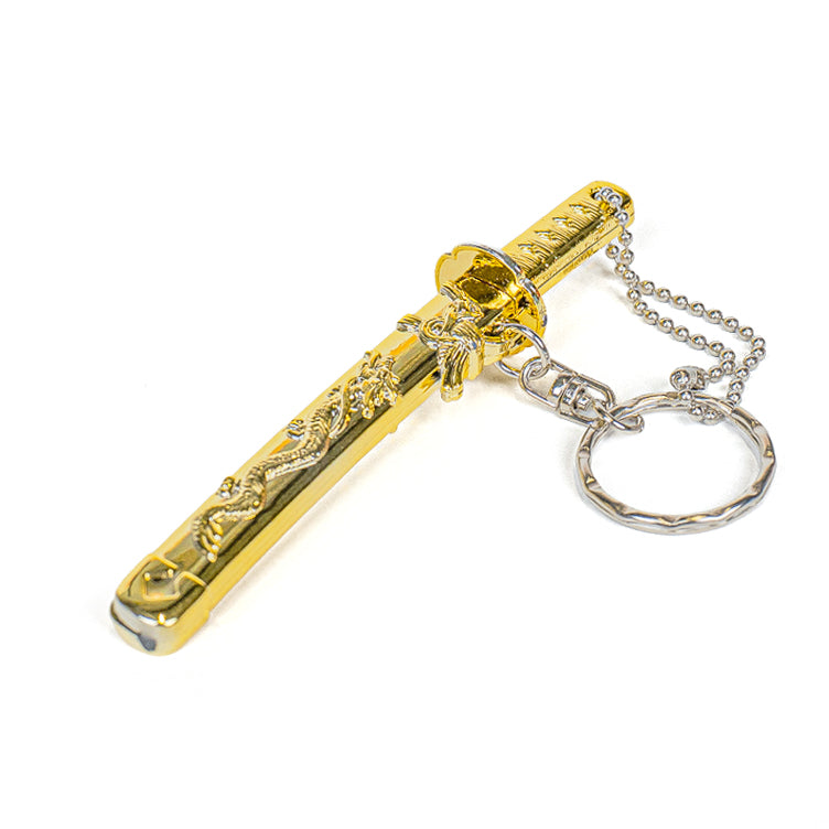 Brelok Mini Katana - Złoty Smok