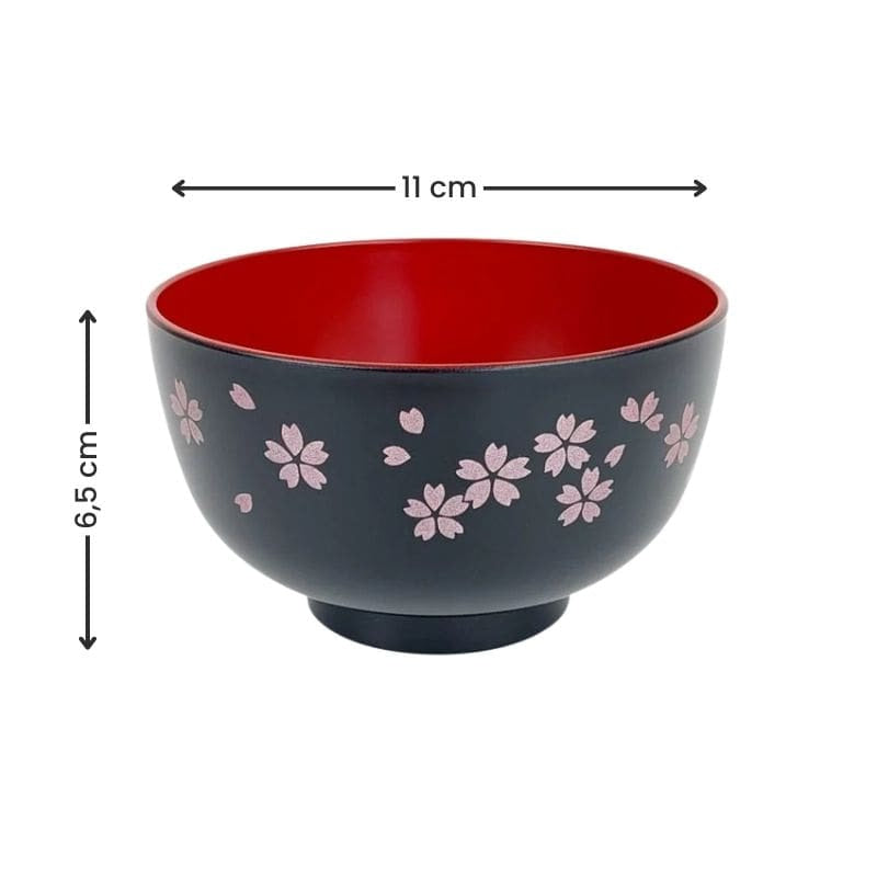 Czarna japońska miska na zupę Sakura
