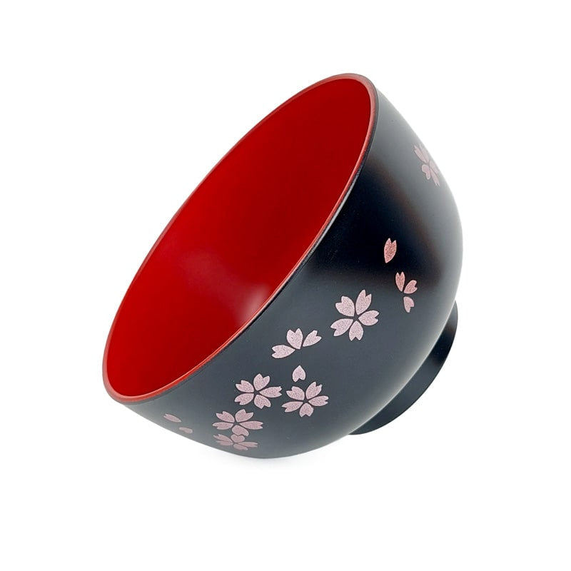 Czarna japońska miska na zupę Sakura