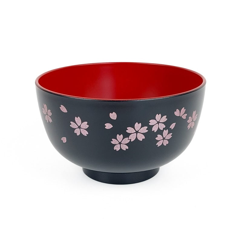 Czarna japońska miska na zupę Sakura