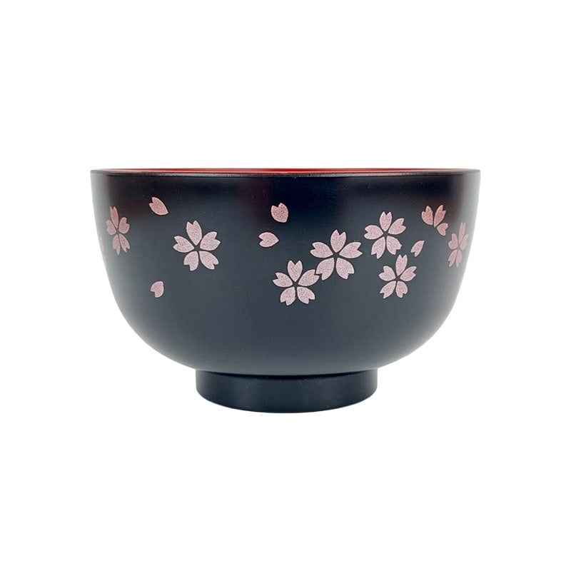 Czarna japońska miska na zupę Sakura
