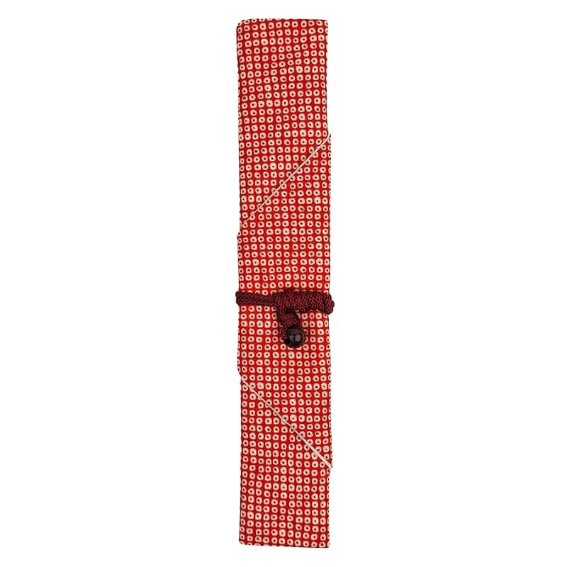 Czerwone etui na japońskie pałeczki Kanoko