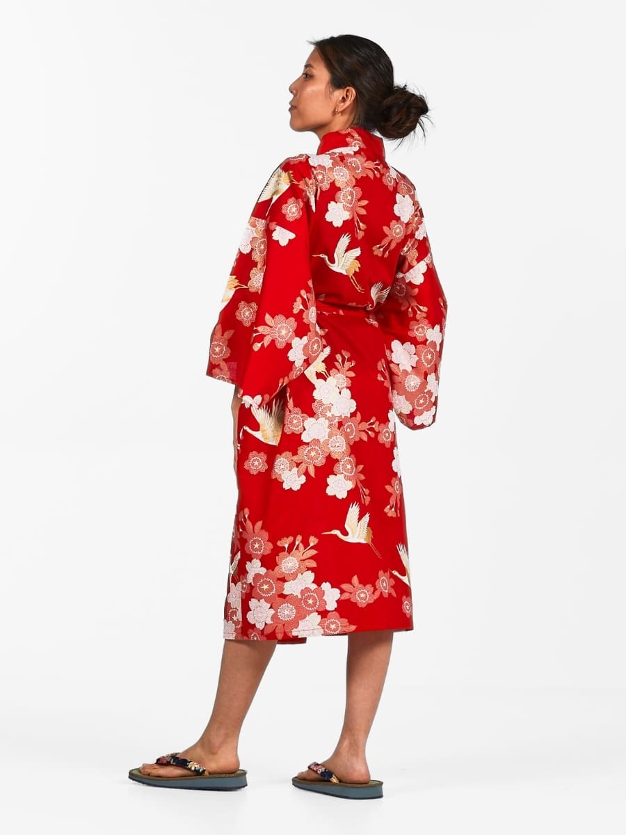 Damskie Kimono Happi - Sakura to Tsuru Uniwersalny rozmiar