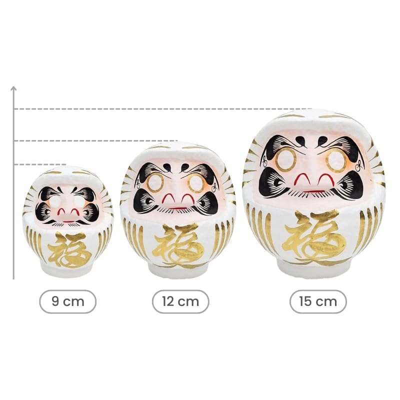 Daruma japońska biała od 9 do 15 cm