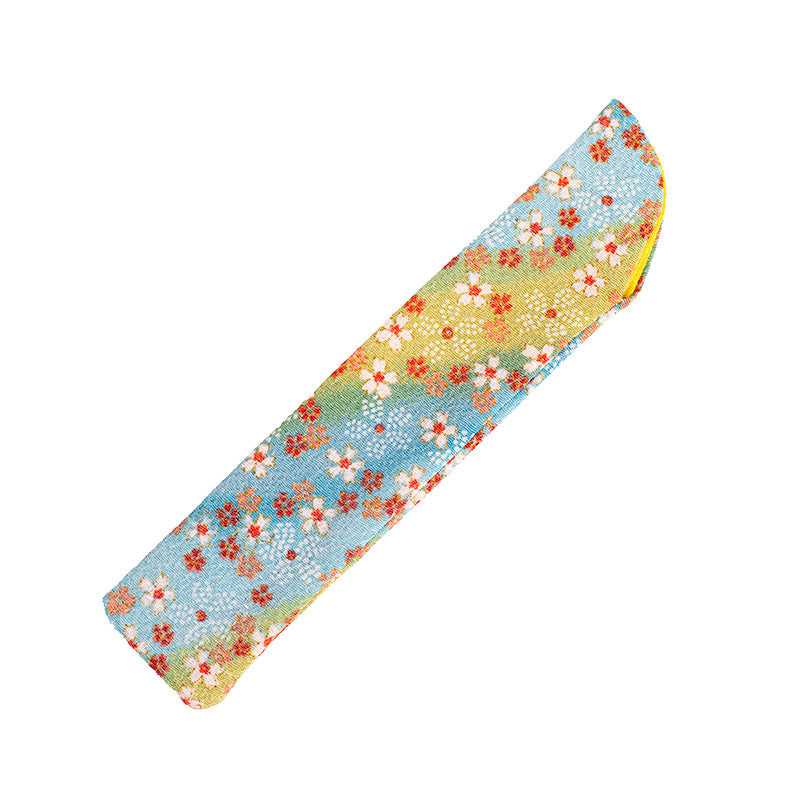 Etui na Wachlarz z Tkaniny Yuzen Niebiesko-Zielone